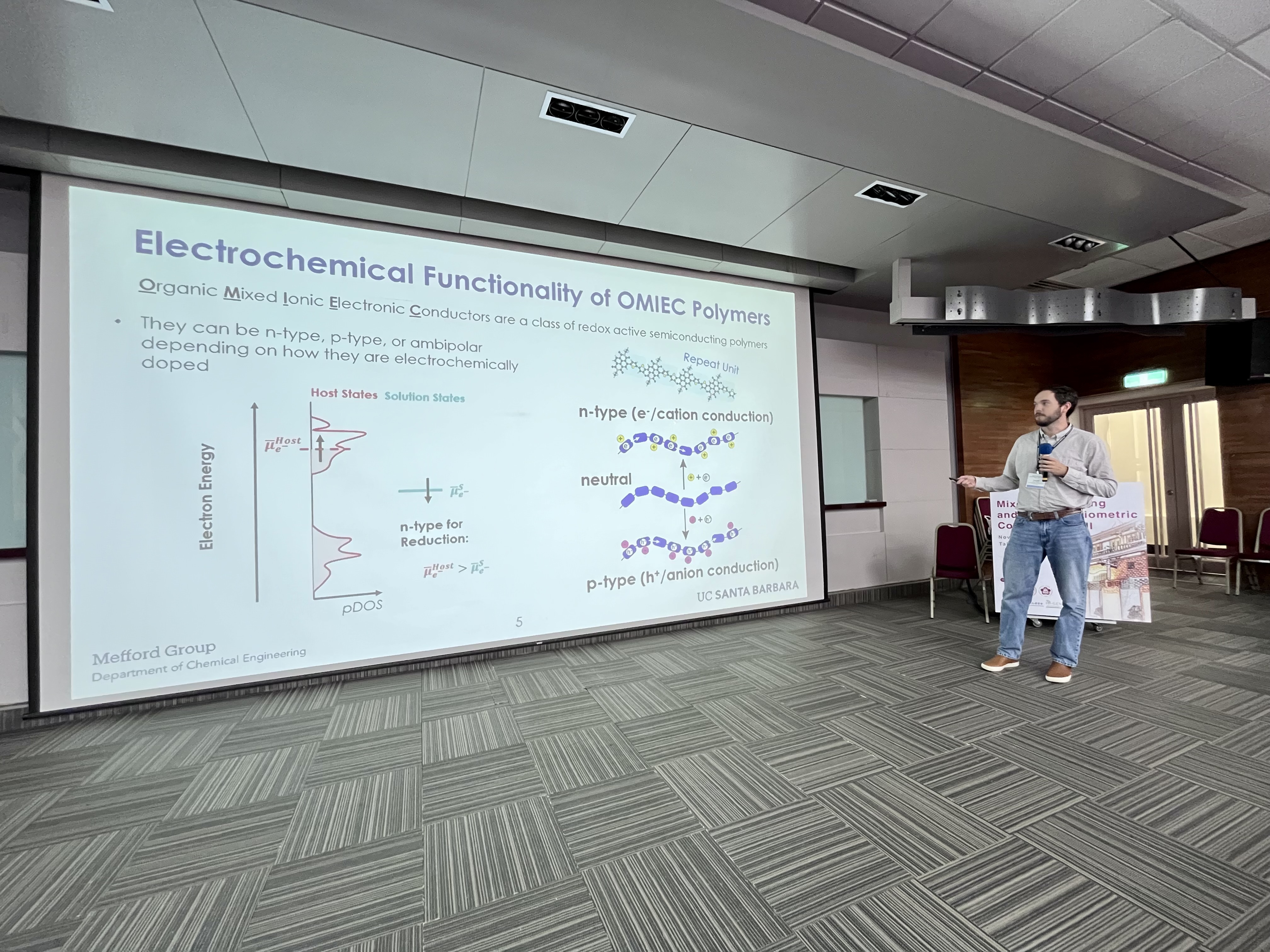 Tyler Mefford giving a lecture on polymer catalysts